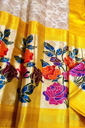 Exquisite Off White Kanjeevaram Silk Saree