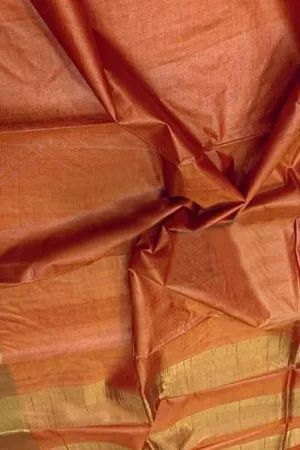 Exquisite Orange Bhagalpur Handloom Tussar Silk Saree