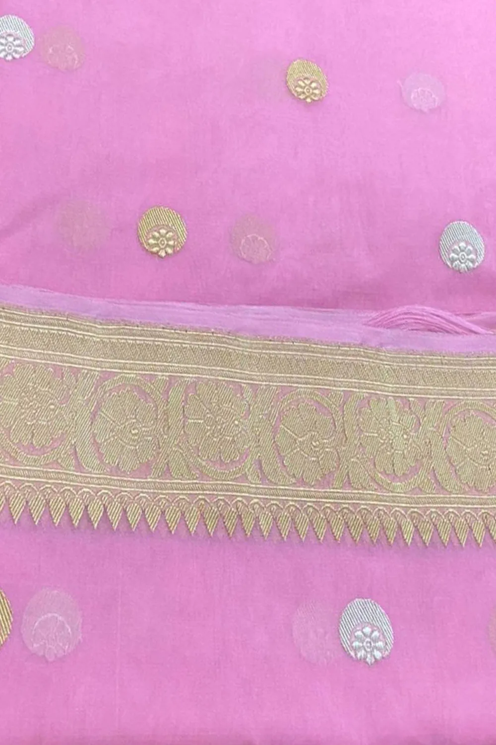 Exquisite Pink Banarasi Handloom Dupatta - Pure Kora Organza