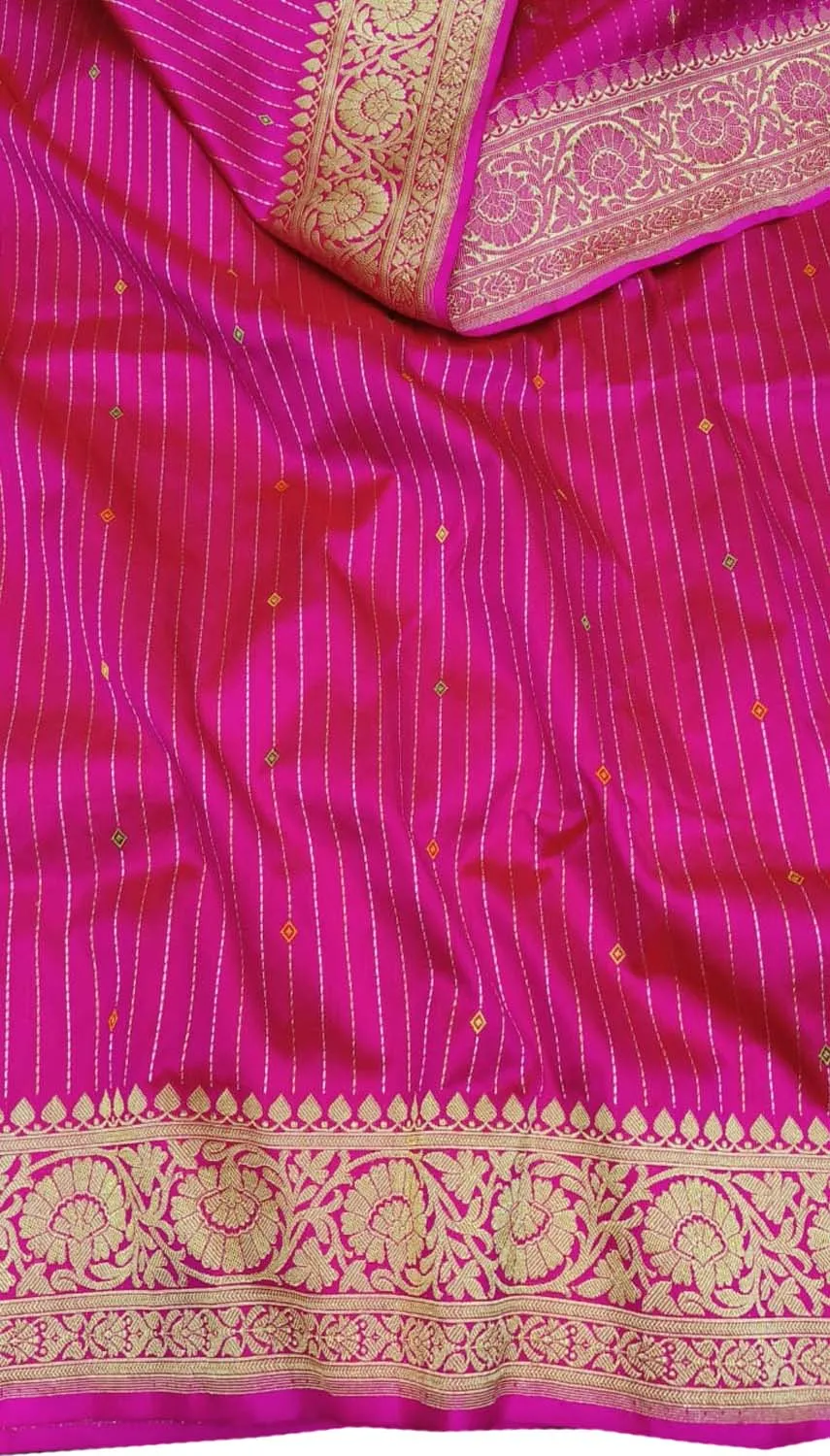 Exquisite Pink Banarasi Handloom Katan Silk Saree