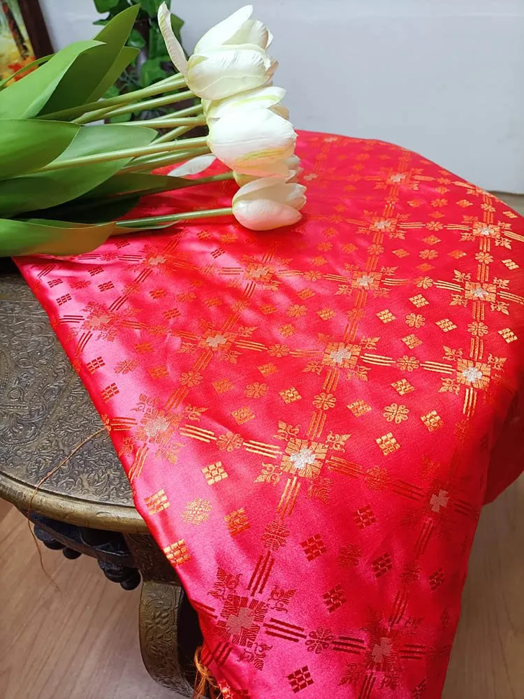 Exquisite Pink Banarasi Silk Tanchui Fabric - 5 Meters
