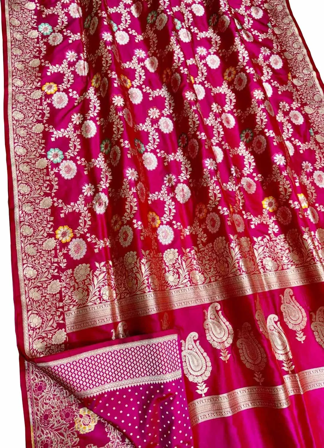 Exquisite Pink Handloom Banarasi Meenakari Silk Saree
