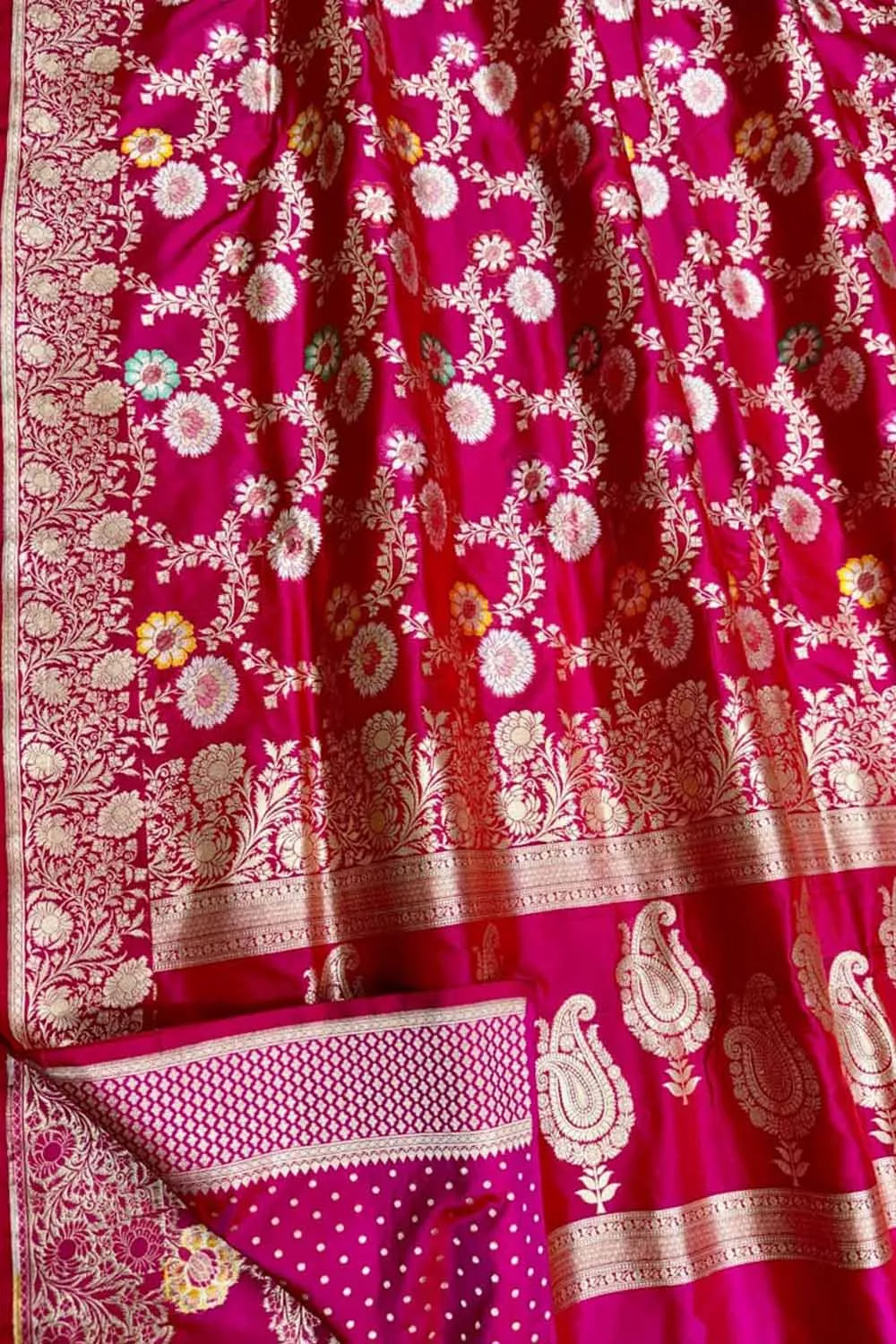 Exquisite Pink Handloom Banarasi Meenakari Silk Saree