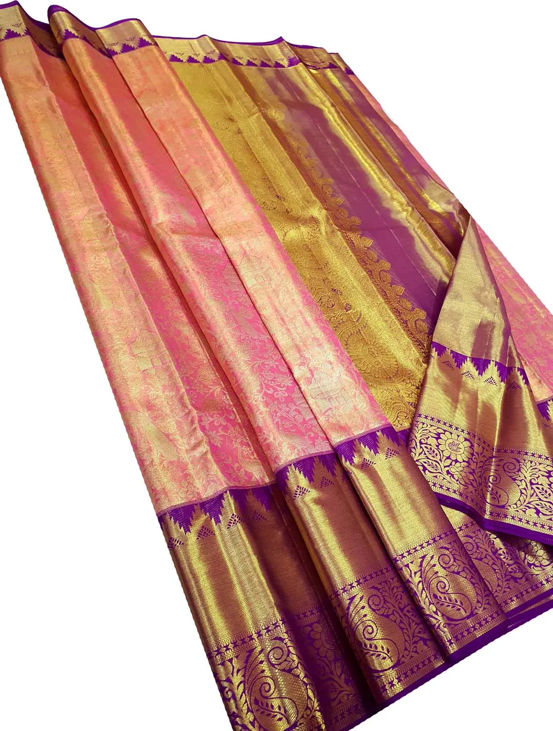 Exquisite Pink Kanjeevaram Pure Silk Saree