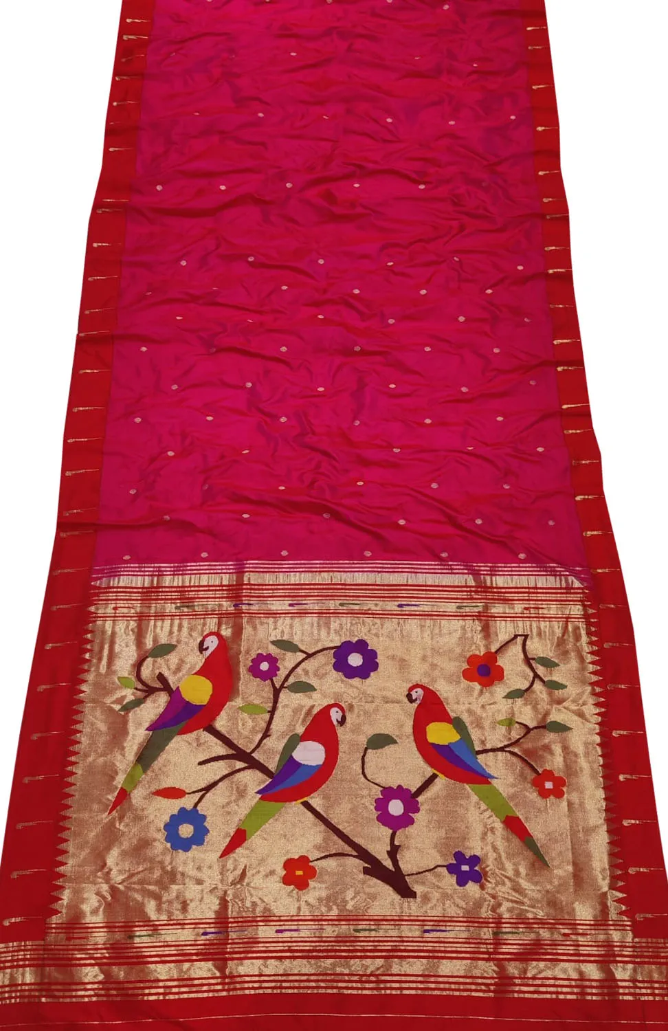 Exquisite Pink Paithani Silk Saree with Muniya Border