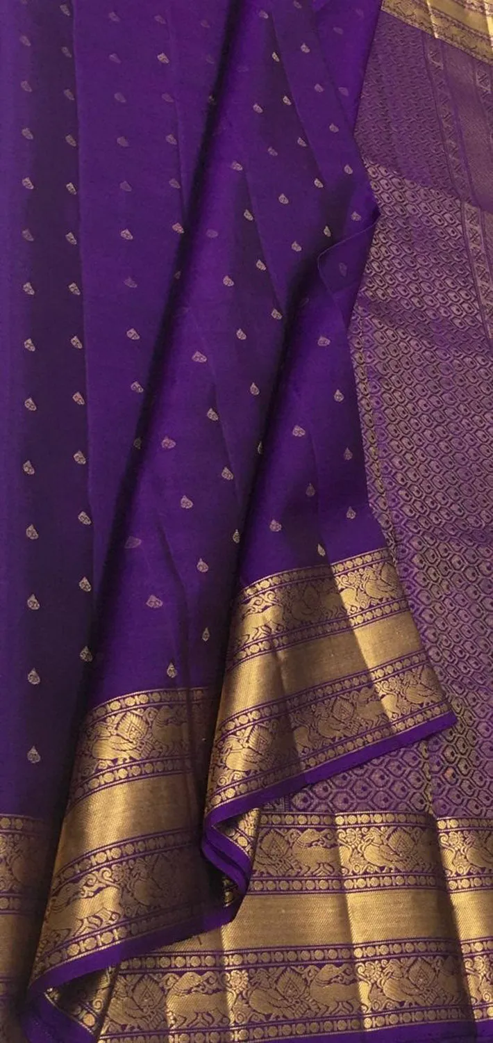 Exquisite Purple Kanjeevaram Silk Saree - Handloom Beauty
