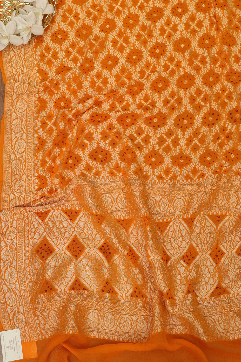 Exquisite Yellow Banarasi Bandhani Pure Georgette Dupatta