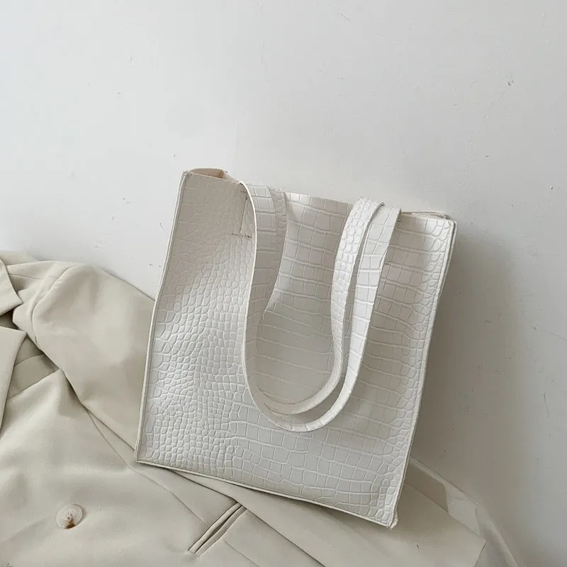 Fashion Alligator Pattern Design Women PU Leather Handbag Large Capacity Casual Tote Bag Luxury Lady Shoulder Shopping Bag Bolsa