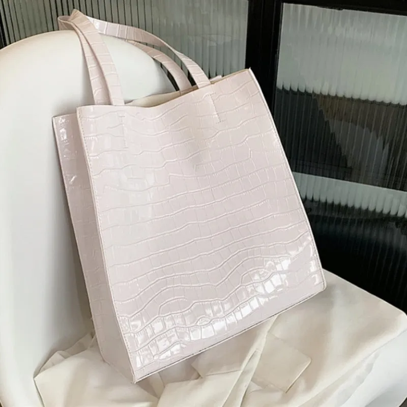 Fashion Alligator Pattern Design Women PU Leather Handbag Large Capacity Casual Tote Bag Luxury Lady Shoulder Shopping Bag Bolsa