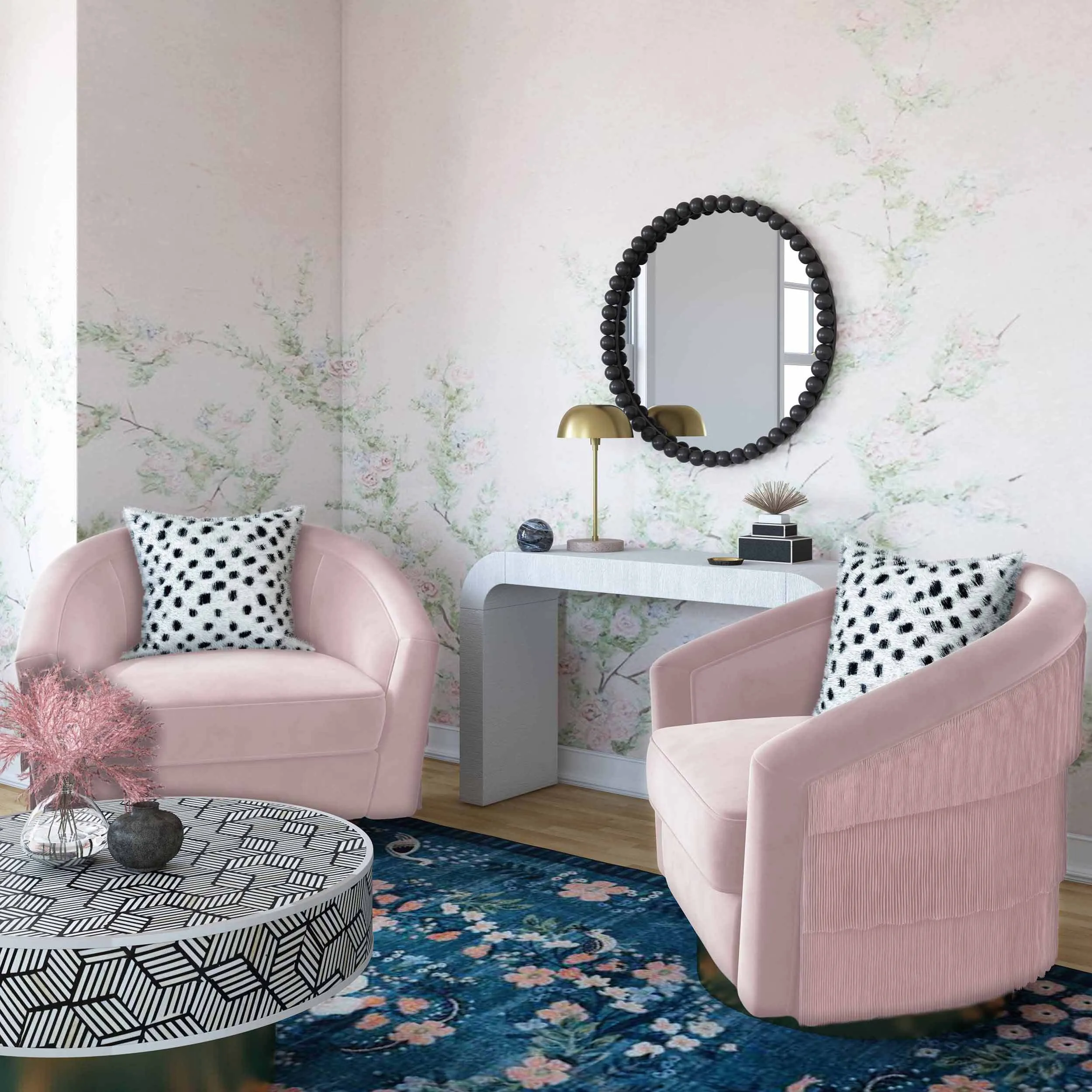 Flapper Swivel Chair, Blush