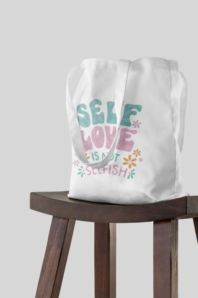 Floral Self Love Zipper Tote Bag