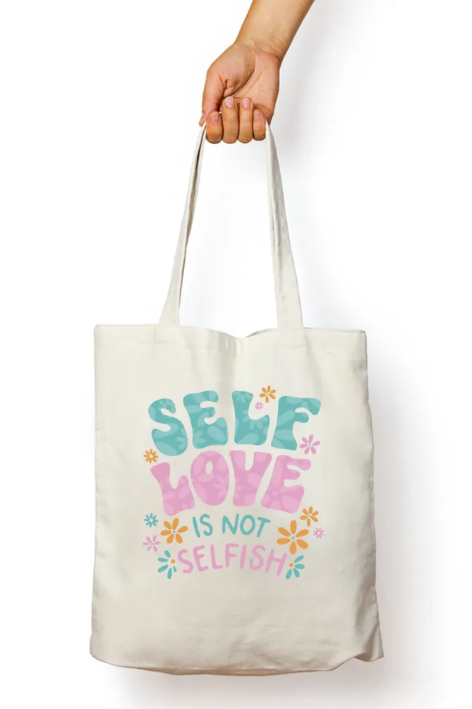 Floral Self Love Zipper Tote Bag