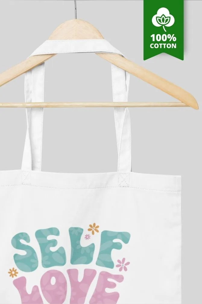 Floral Self Love Zipper Tote Bag