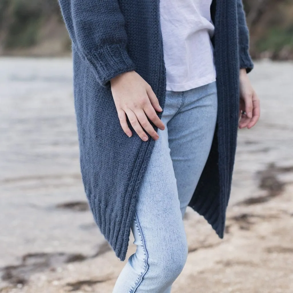 Fran Longline Cardigan, The Woven Knitting Pattern