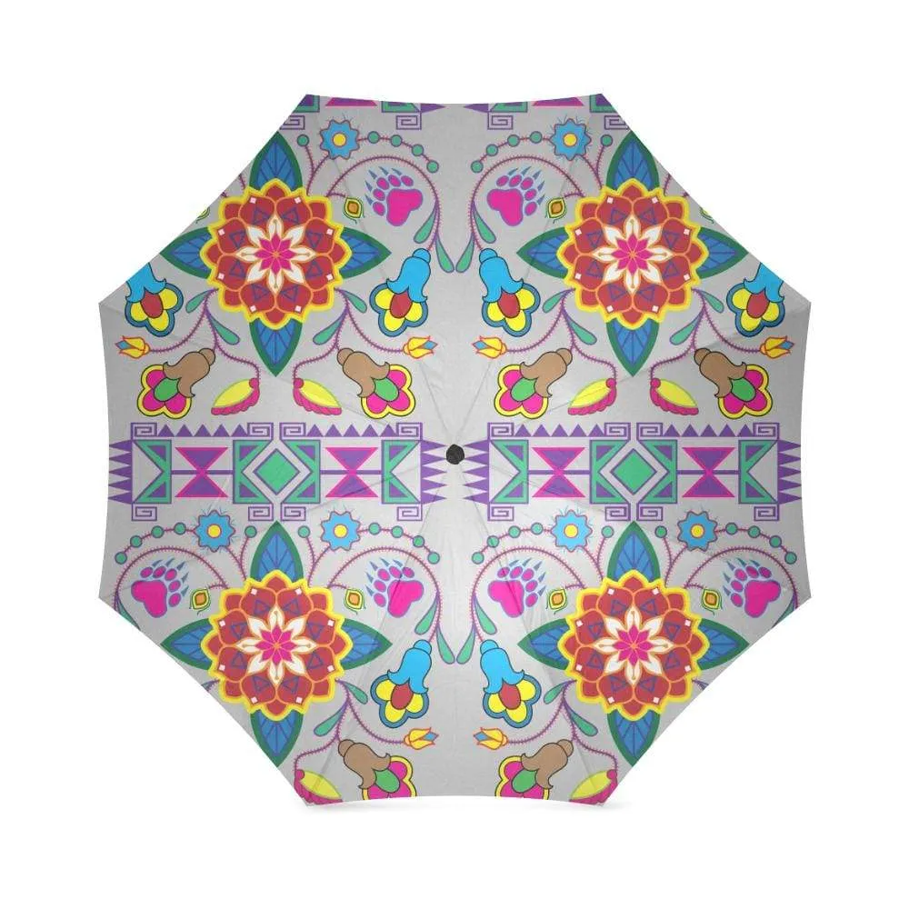 Geometric Floral Winter-Gray Foldable Umbrella