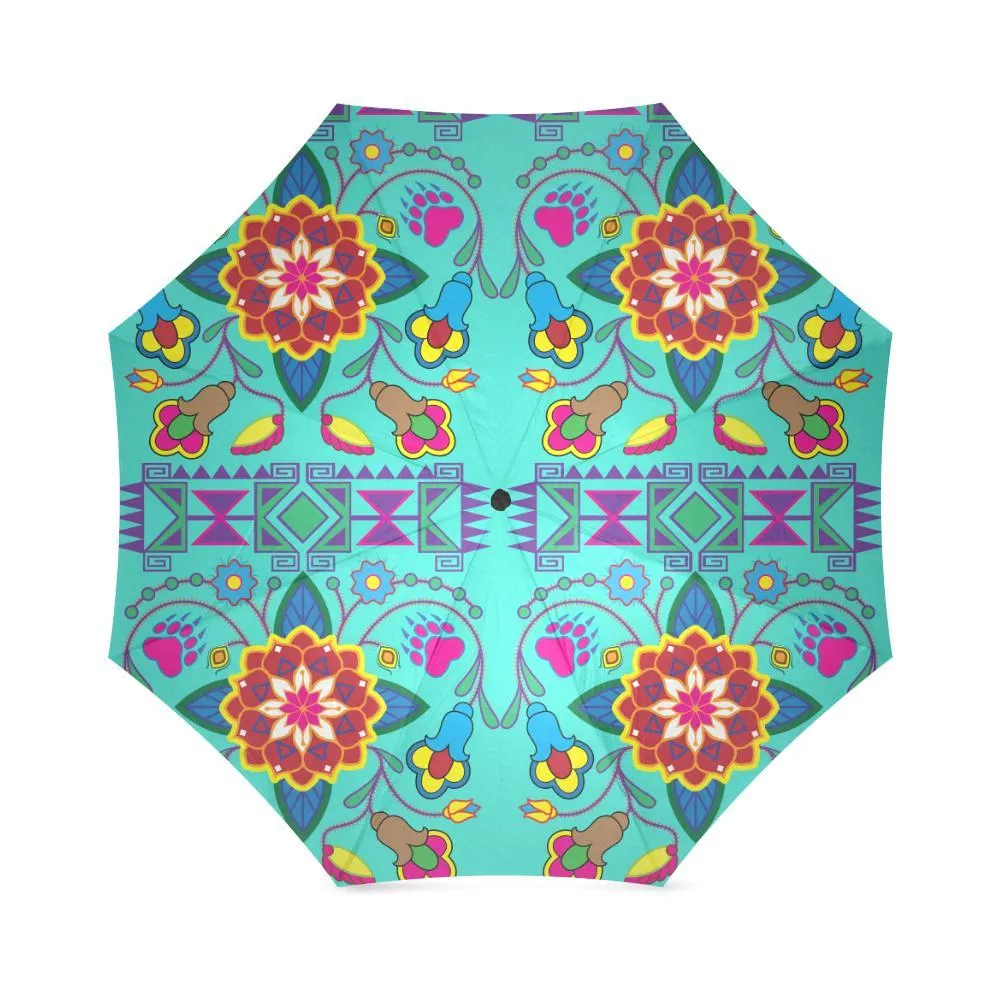 Geometric Floral Winter-Sky Foldable Umbrella