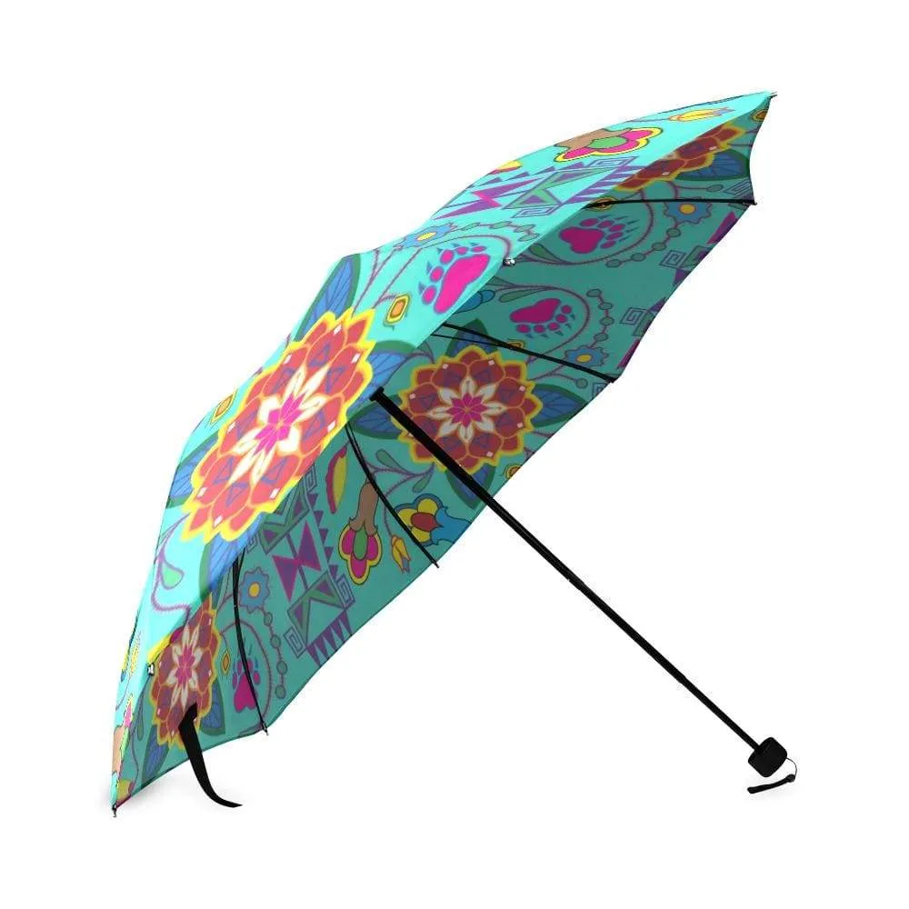 Geometric Floral Winter-Sky Foldable Umbrella