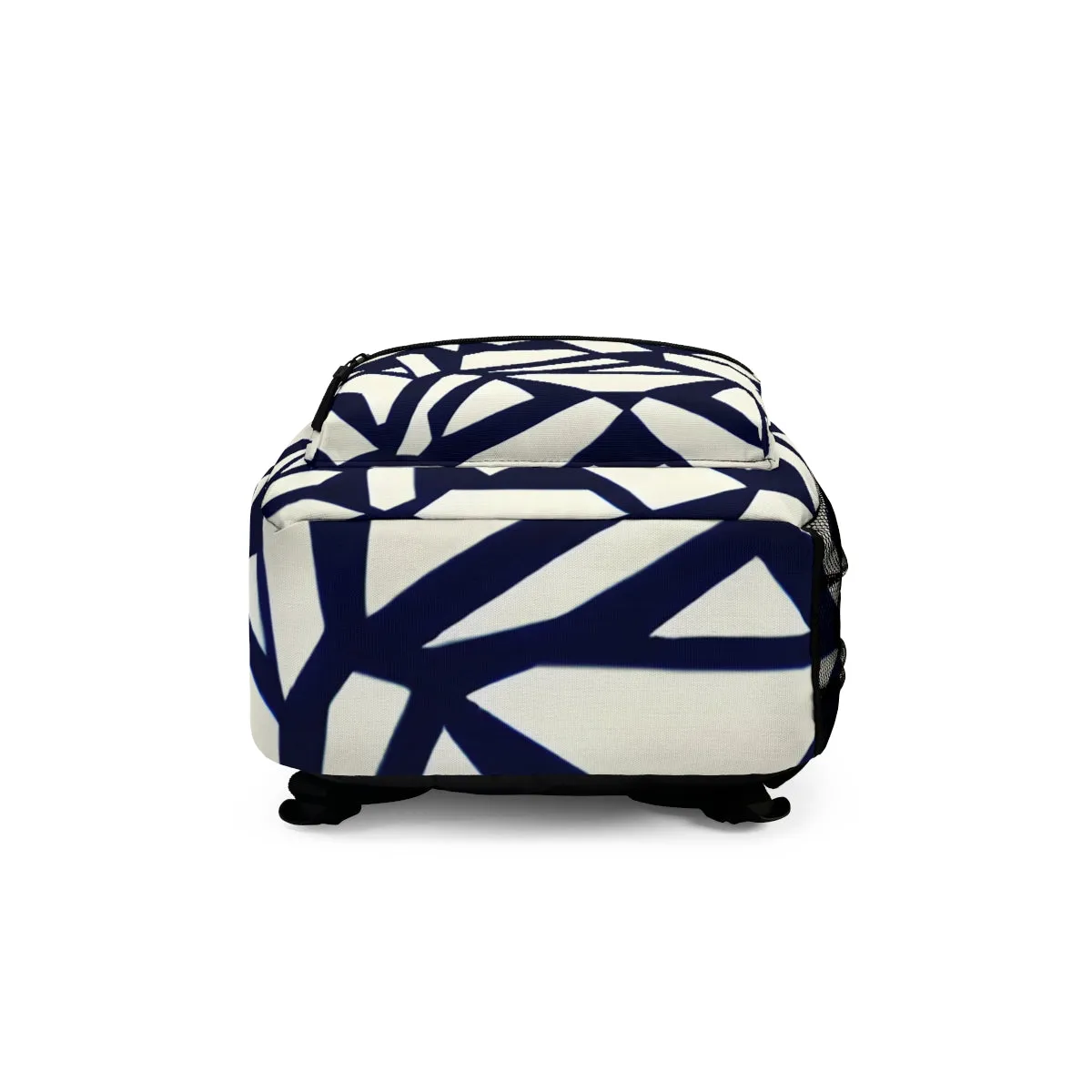 Geometric Pattern Blue & White Backpack: Sleek Style for Any Adventure