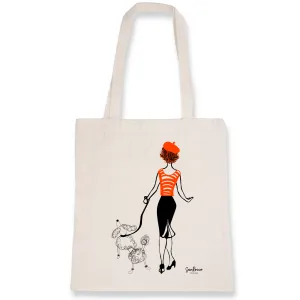 Girl and Poodle Tote Bag - 100% organic cotton