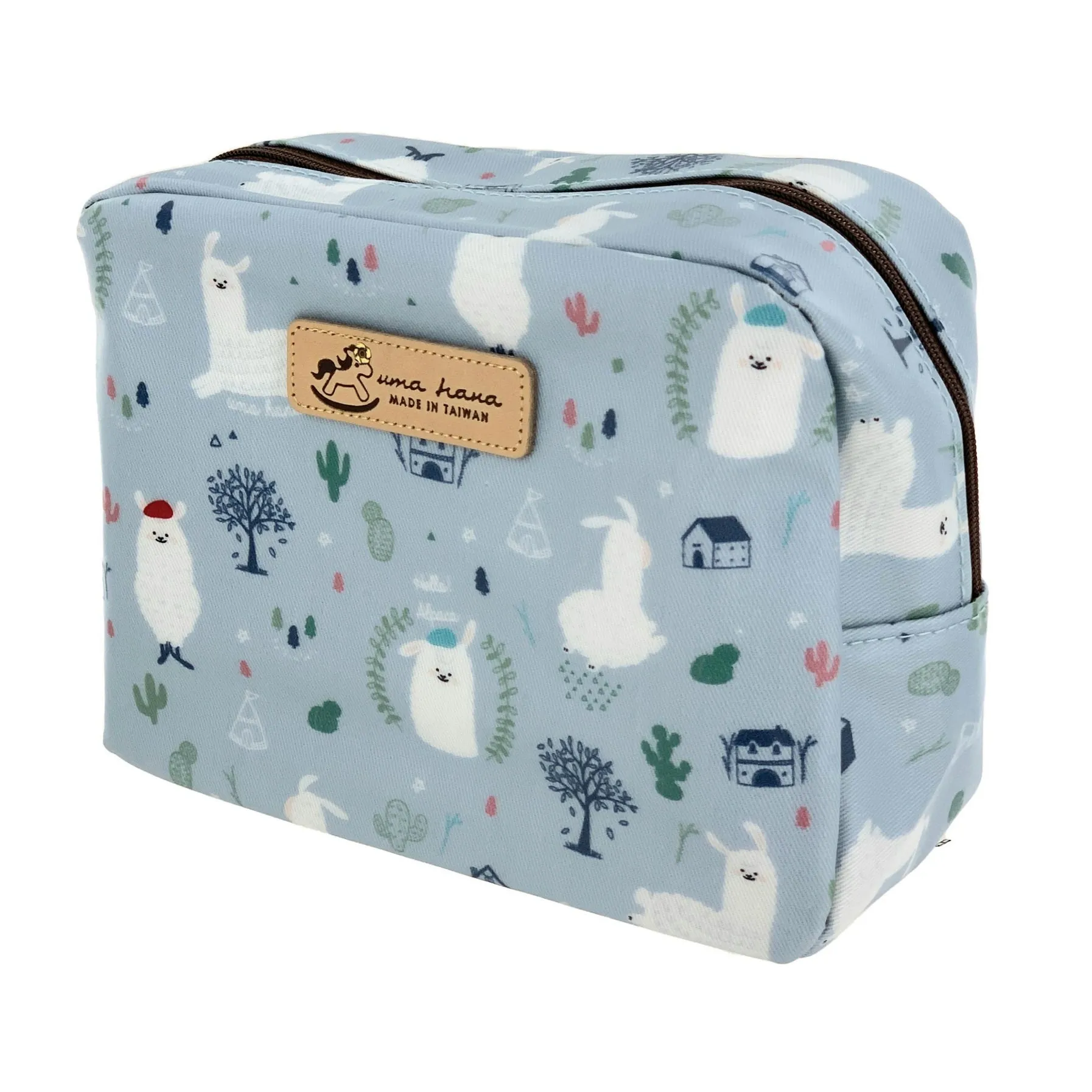Gray Alpaca Cube Cosmetic Bag