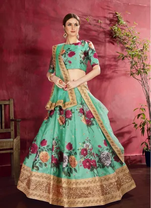 Green Exquisite Floral Embroidered Designer Lehenga