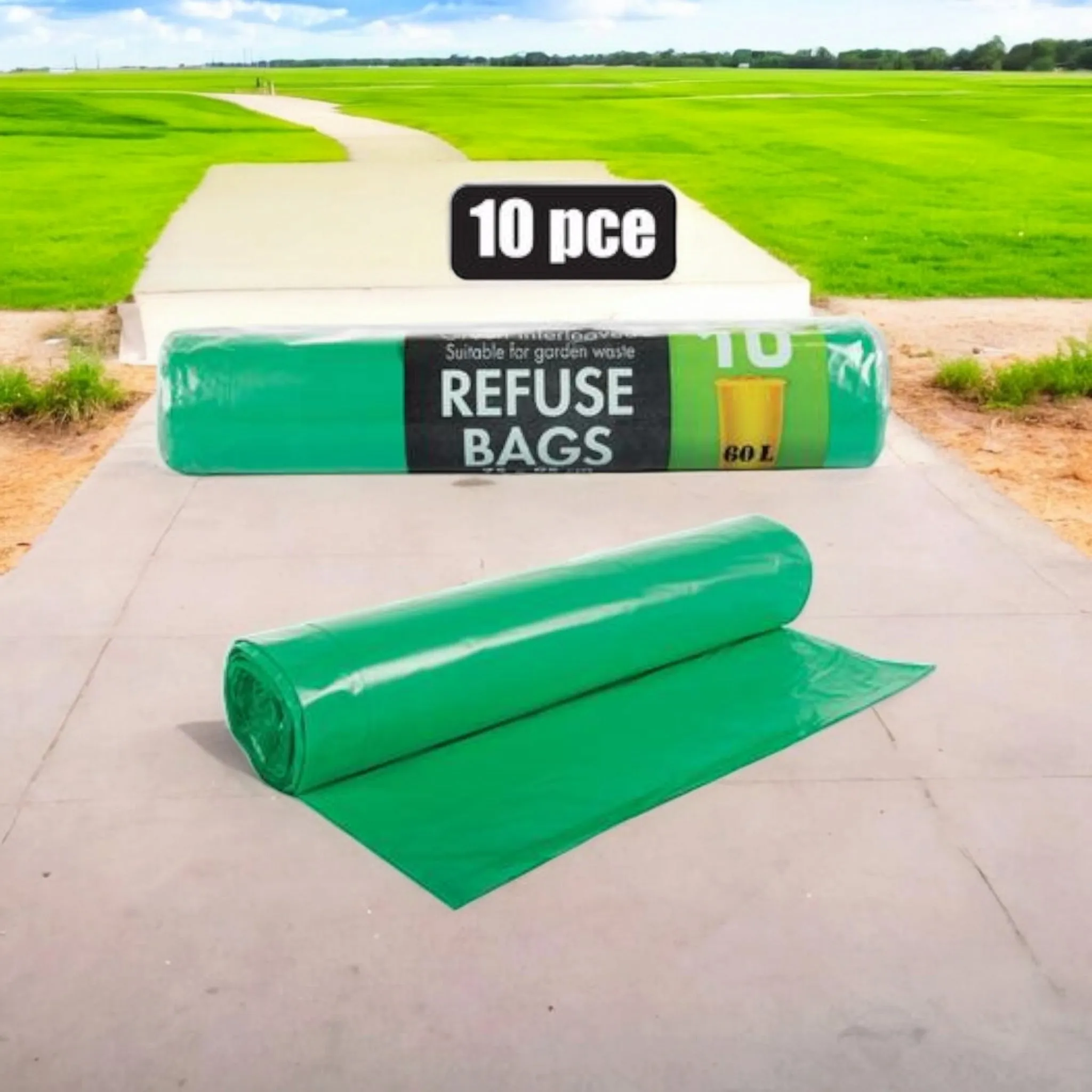 Green Garden Refuse Bag Roll Perforated 750x950mm 10pack