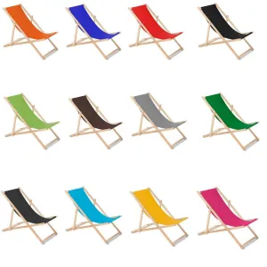 GreenBlue GB183 Wooden Deck Chair Beech Foldable 3-Position Classic Green