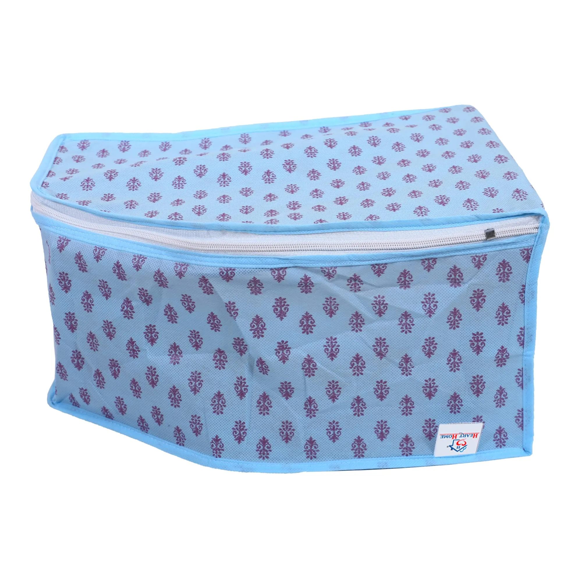 Heart Home Non-Woven Floral Print Foldable Blouse Cover|Clothes Organizer For Home & Traveling With Front Window Extra Large Pack of 6 (Sky Blue)
