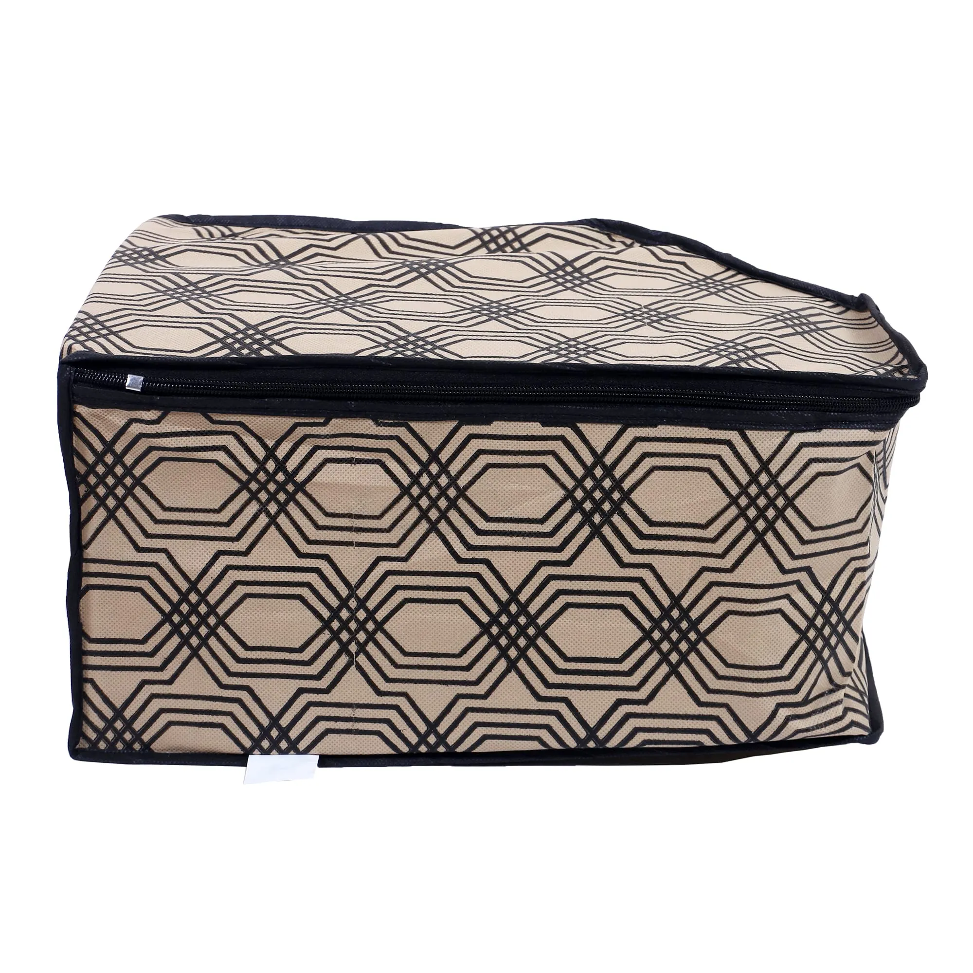 Heart Home Non-Woven Honeycomb Print Foldable Blouse Cover|Clothes Organizer For Home & Traveling With Front Window Extra Large Pack of 12 (Cream)