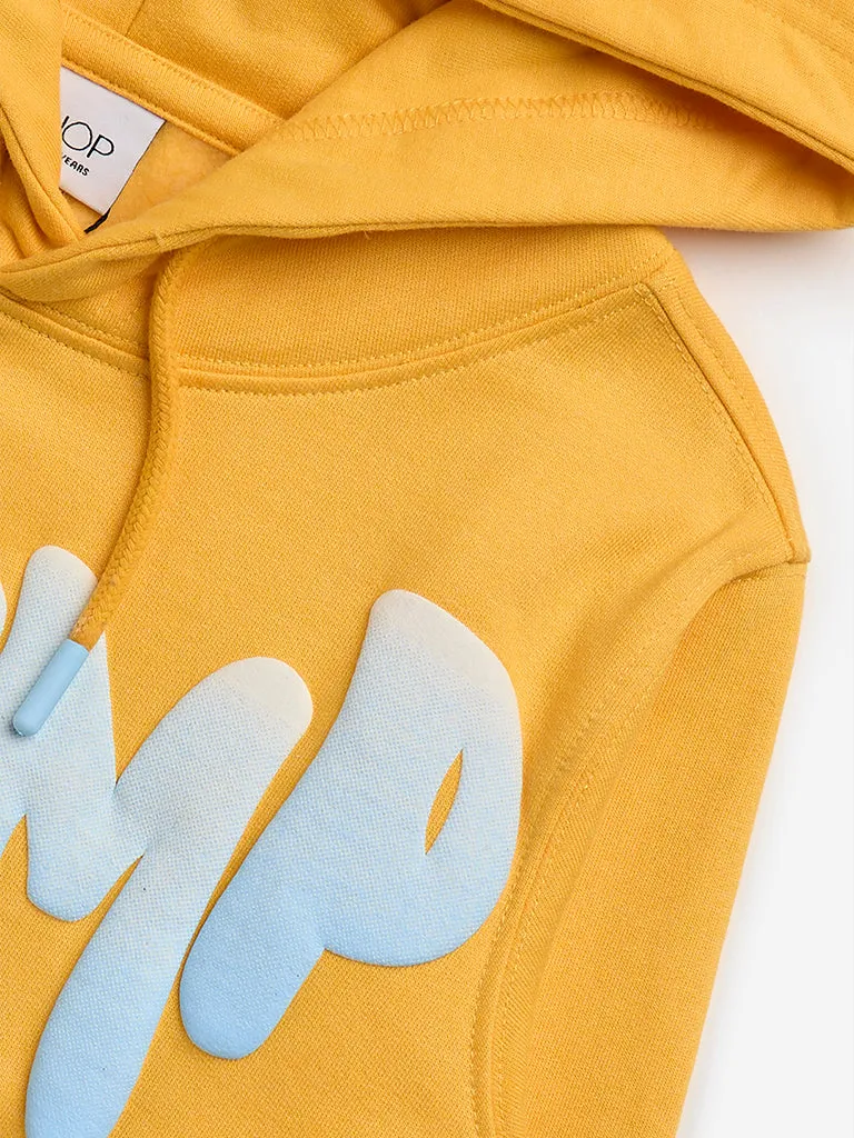 HOP Kids Yellow Text Embossed Hoodie