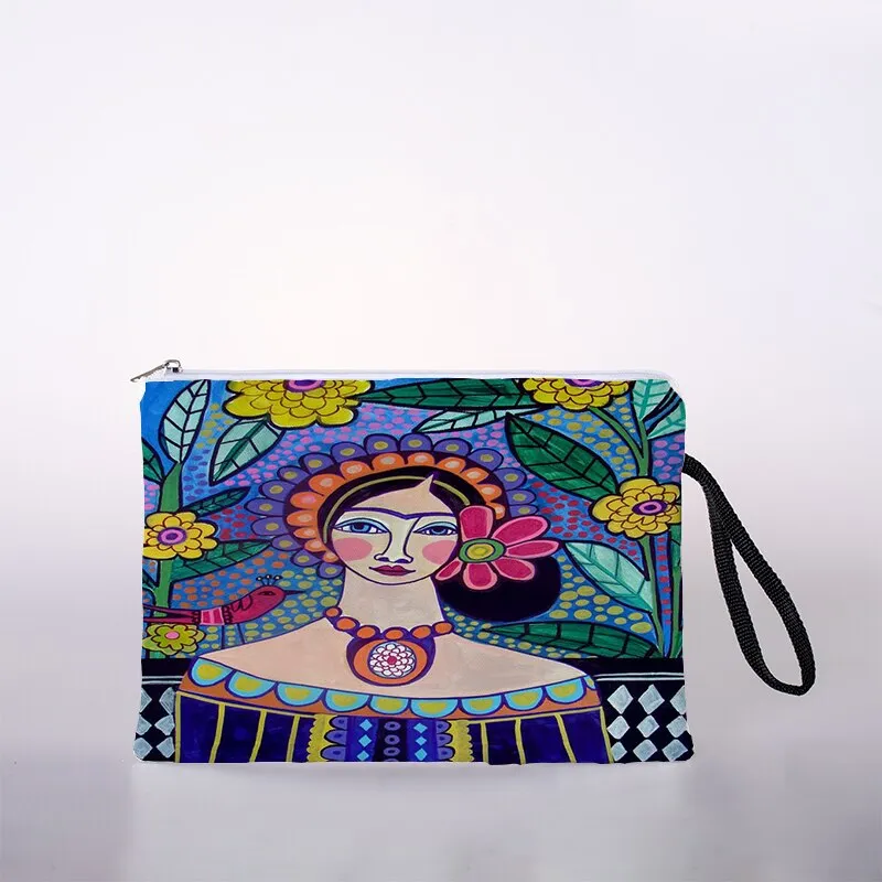 Indian girl cosmetic bag waterproof printing fashionable turtle leaf toilet bag custom travel bag