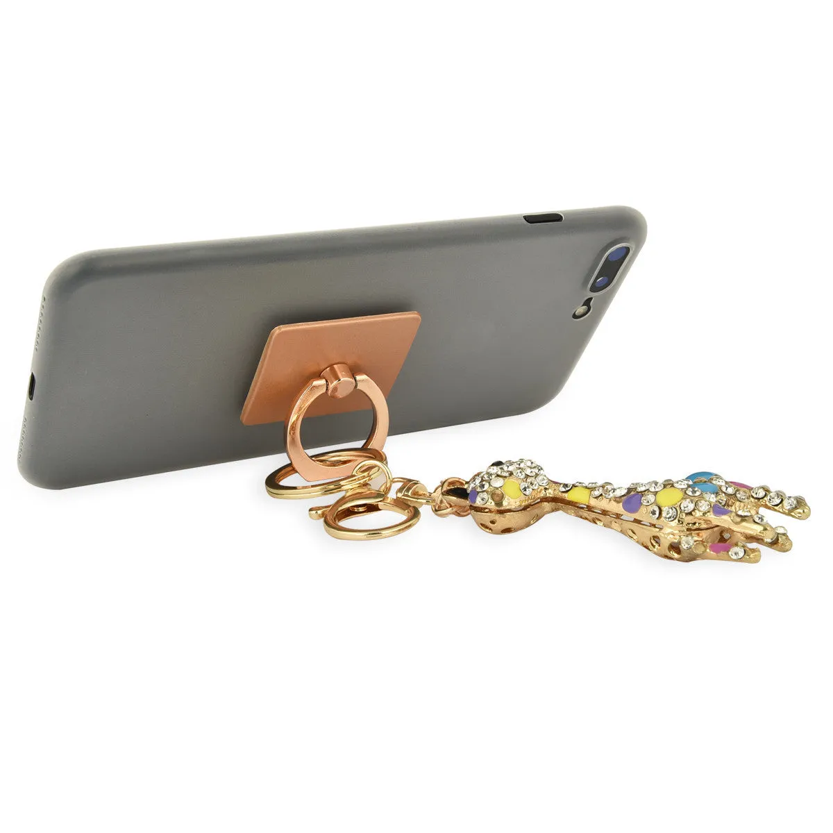 iOrigin Ring Grip/ Kick Stand   Acrylic Diamond Studded Giraffe Key Chain Charm for Mobile Phones & Tablets