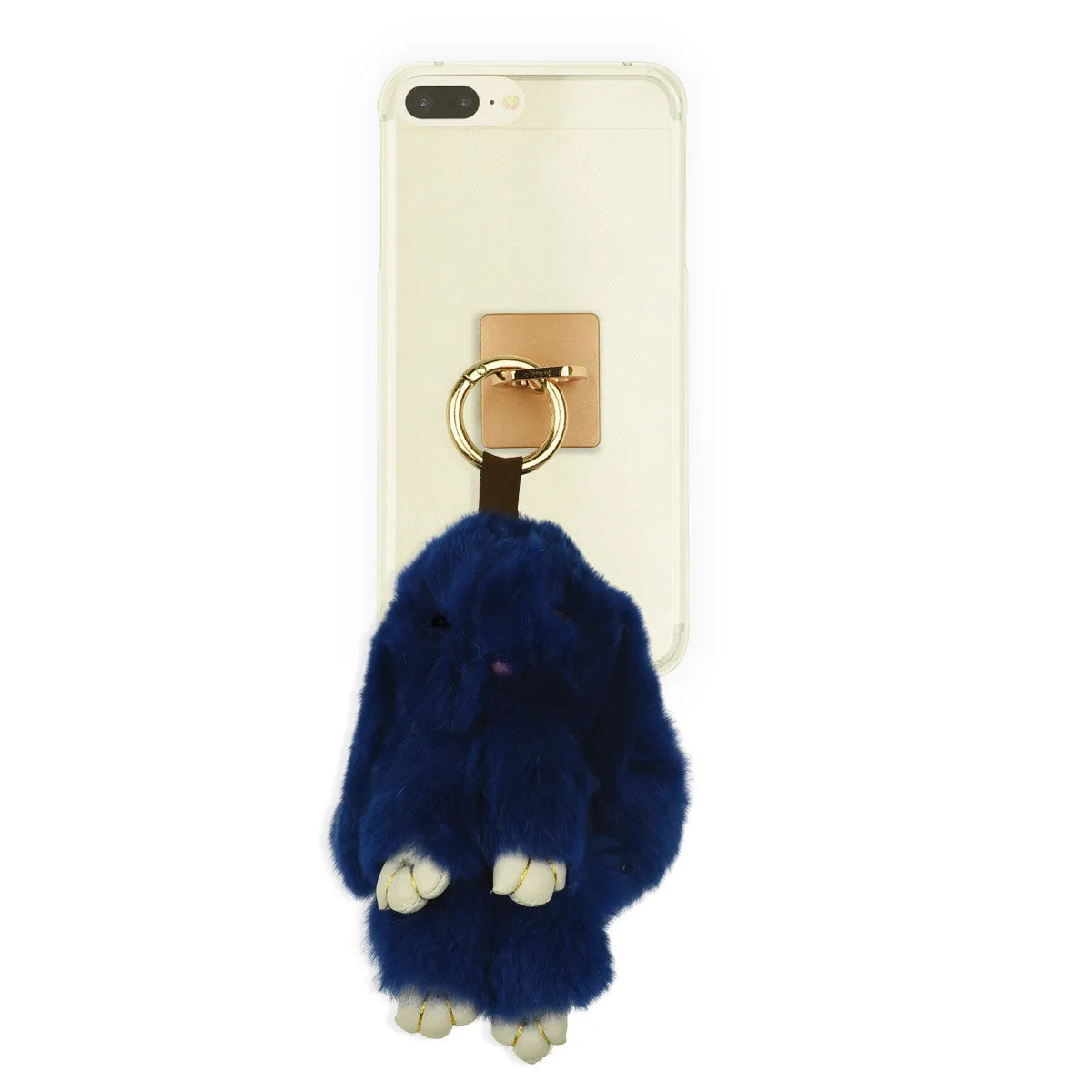 iOrigin Ring Grip/ Kick Stand   Furry Plush Bunny Toy Key Chain for Mobile Phones & Tablets