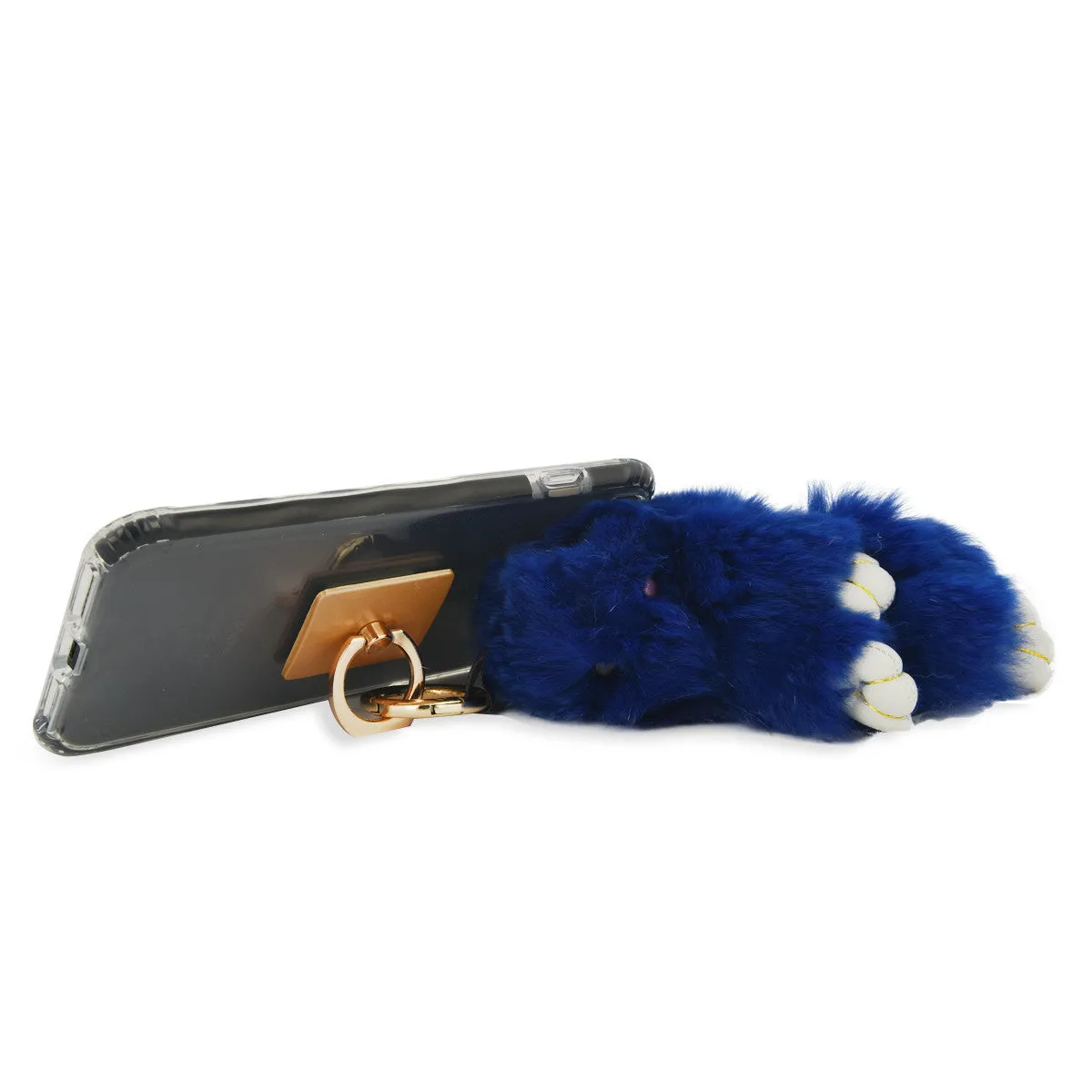 iOrigin Ring Grip/ Kick Stand   Furry Plush Bunny Toy Key Chain for Mobile Phones & Tablets