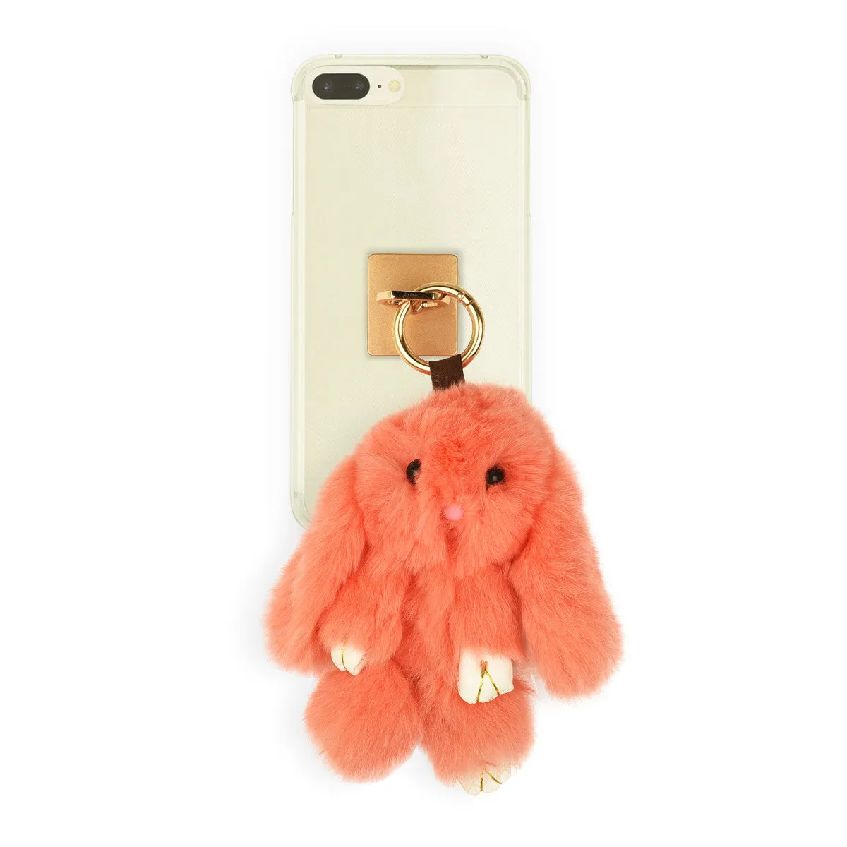 iOrigin Ring Grip/ Kick Stand   Furry Plush Bunny Toy Key Chain for Mobile Phones & Tablets