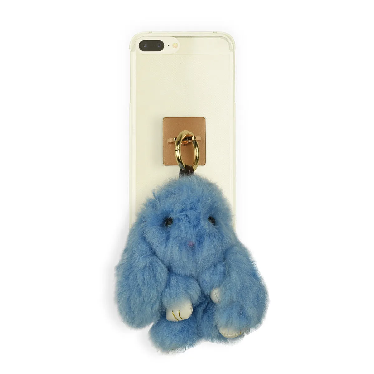 iOrigin Ring Grip/ Kick Stand   Furry Plush Bunny Toy Key Chain for Mobile Phones & Tablets
