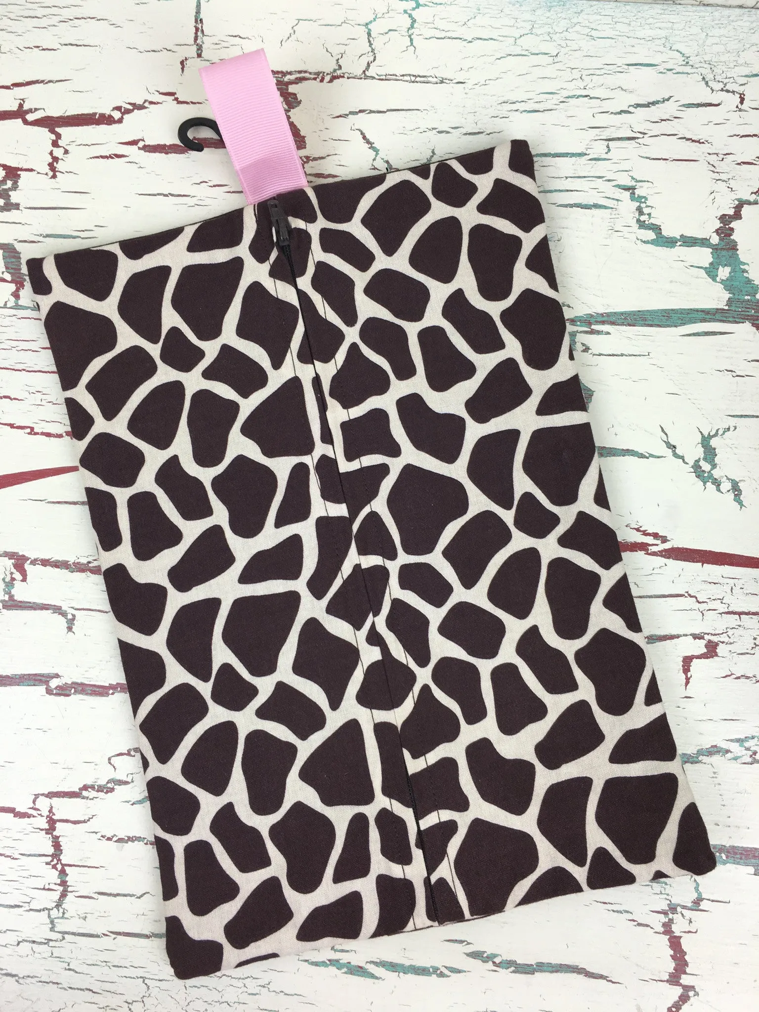 Ivory and Brown Giraffe Diaper/Wipee Case