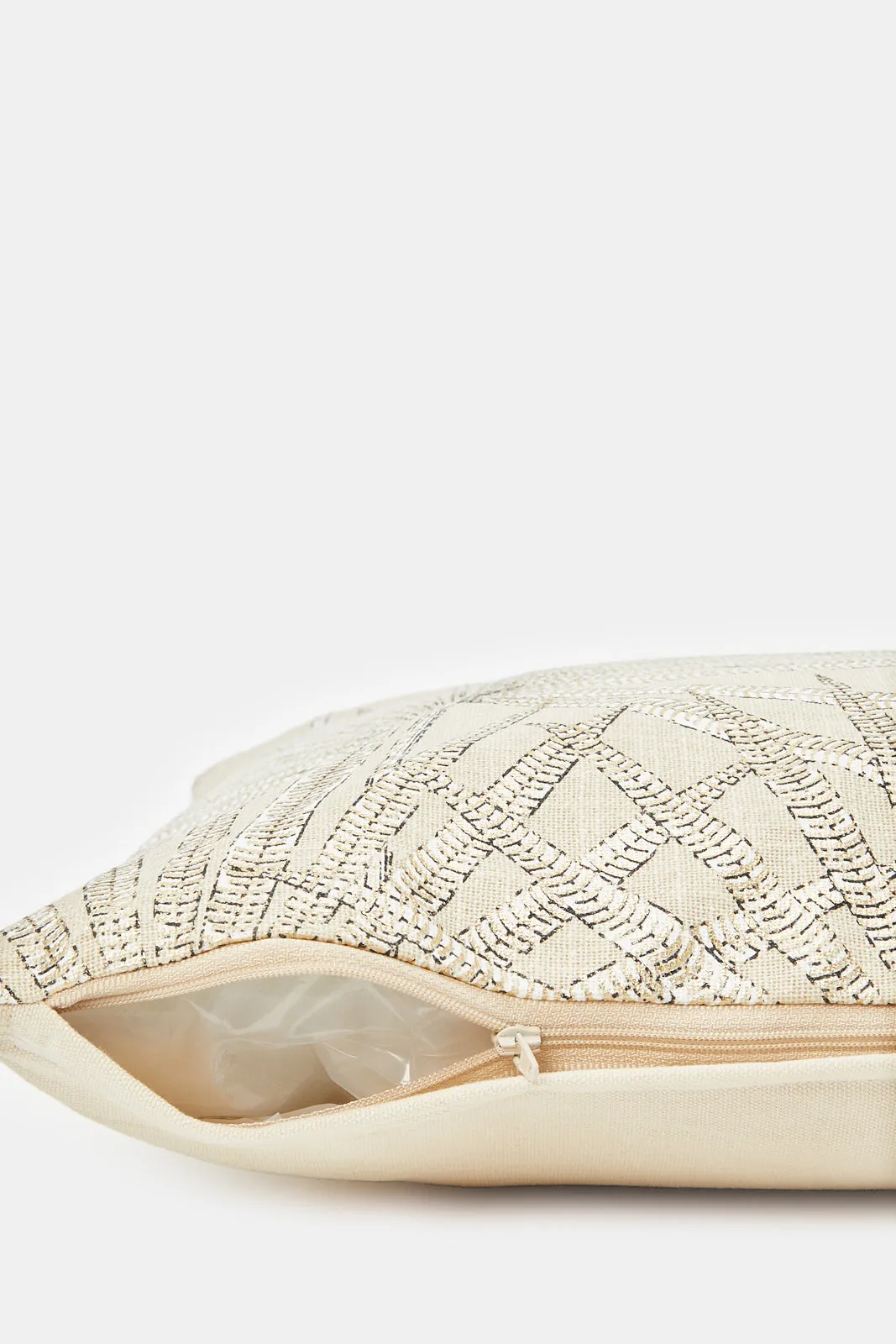 Ivory Leaves Embroidered Cushion