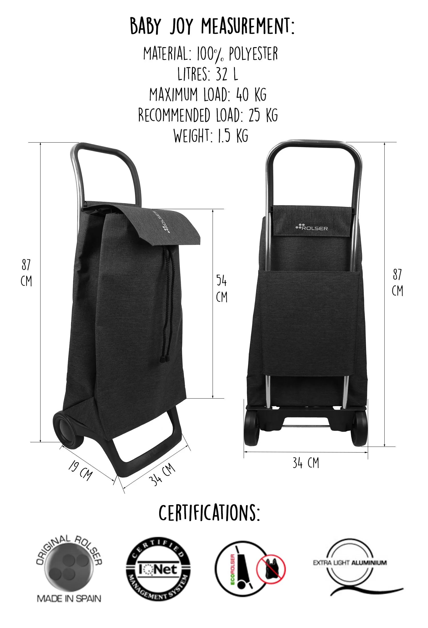 J81250 Rolser Bab050 Joy1800 Shopping Trolley (Red)