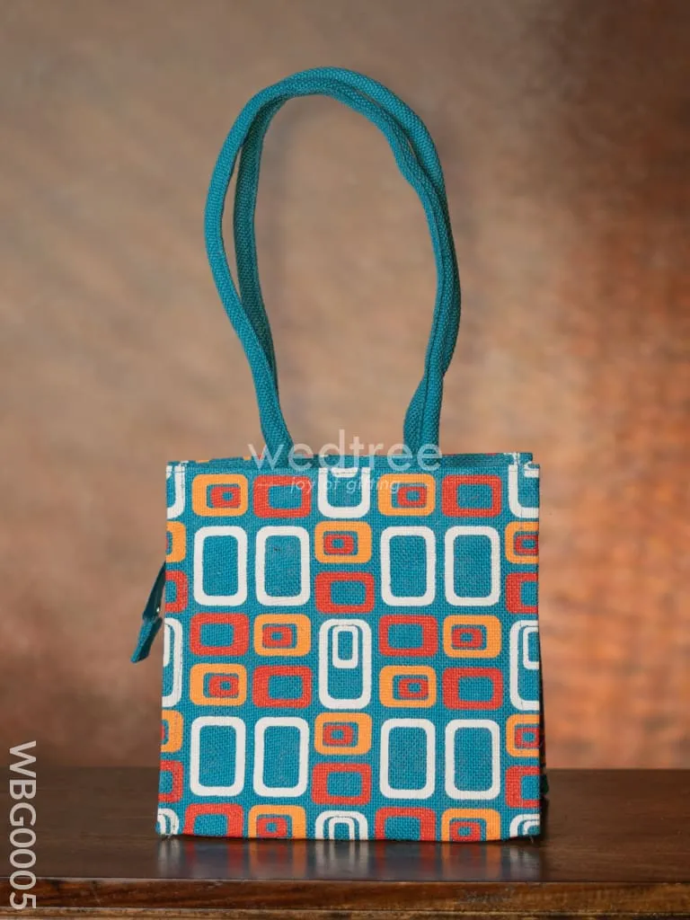 Jute bag - 3 colour box (small) with coloured handle and zipper - WBG0005