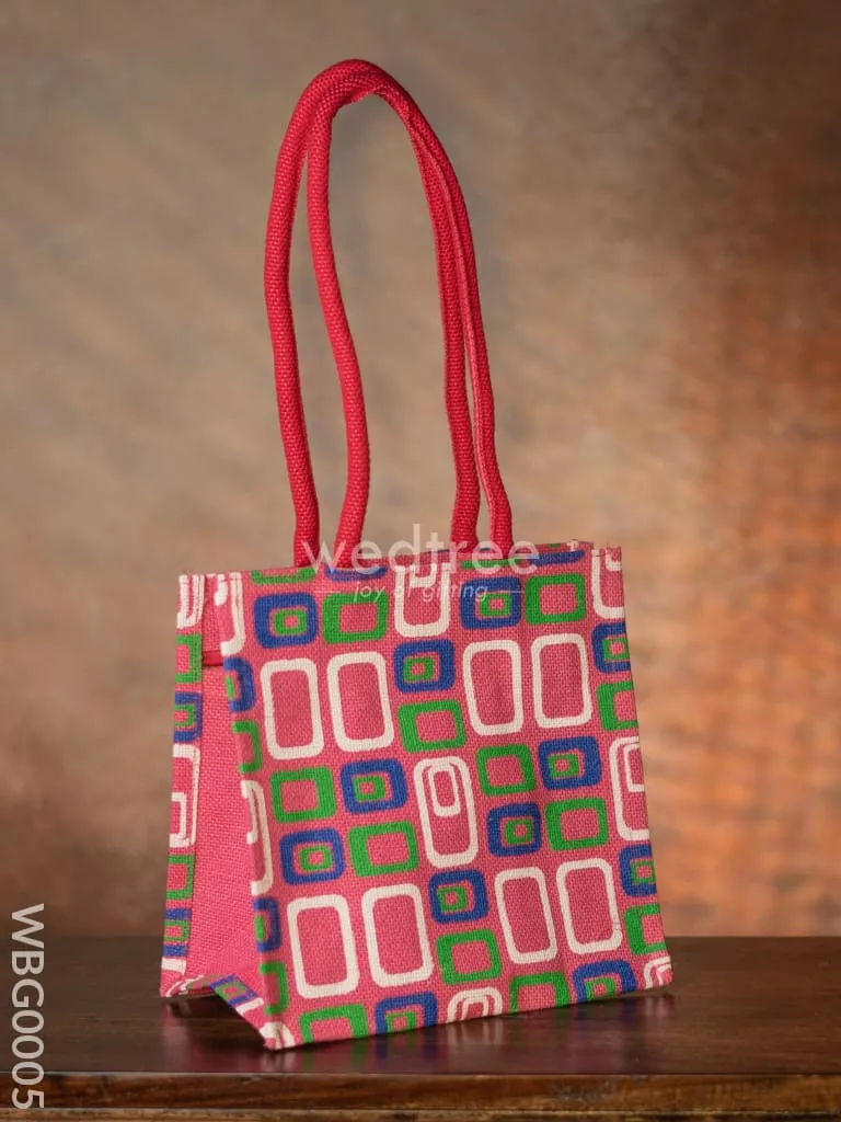 Jute bag - 3 colour box (small) with coloured handle and zipper - WBG0005