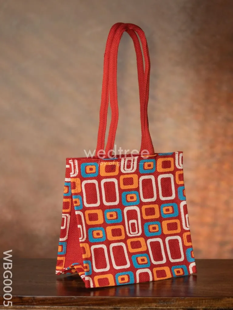 Jute bag - 3 colour box (small) with coloured handle and zipper - WBG0005