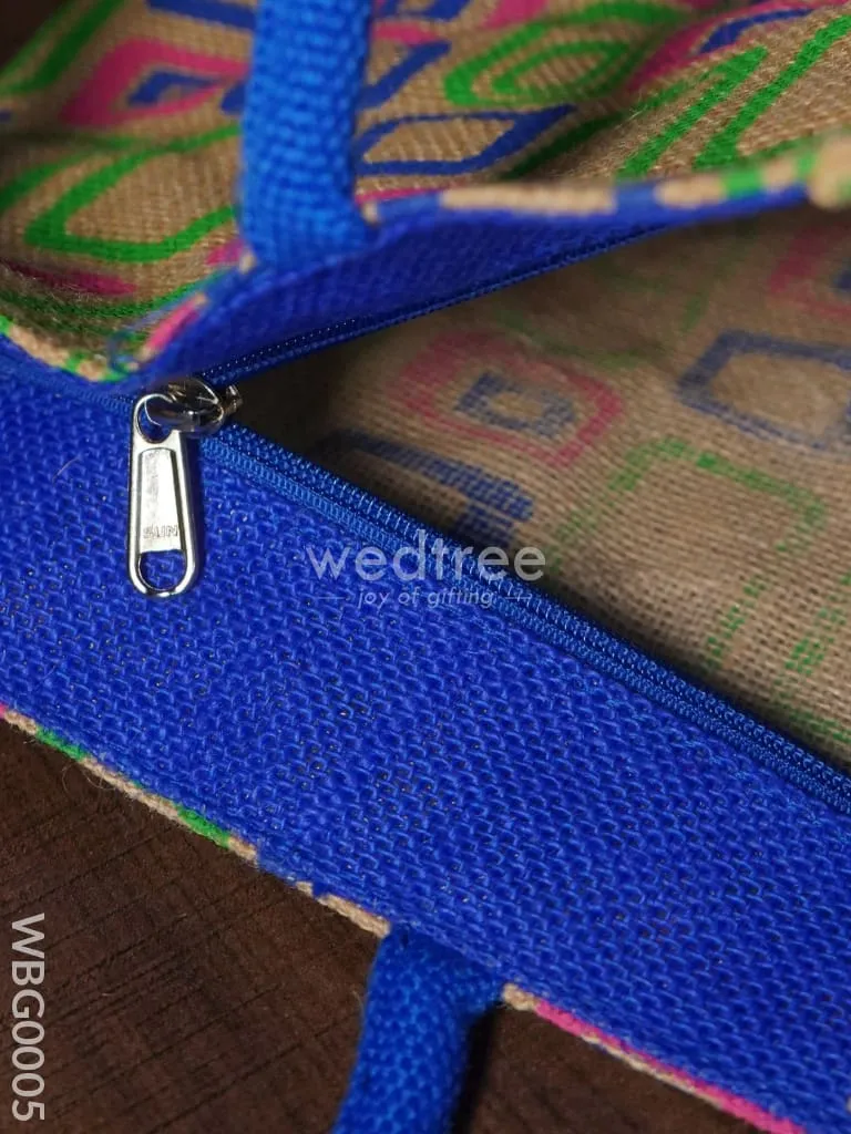Jute bag - 3 colour box (small) with coloured handle and zipper - WBG0005