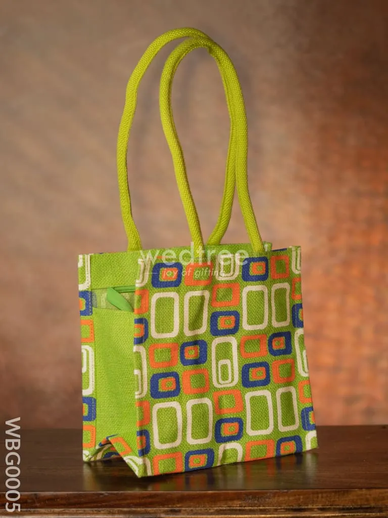 Jute bag - 3 colour box (small) with coloured handle and zipper - WBG0005