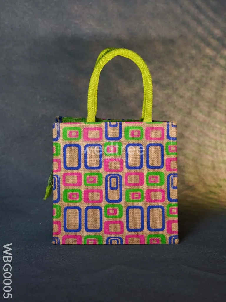 Jute bag - 3 colour box (small) with coloured handle and zipper - WBG0005
