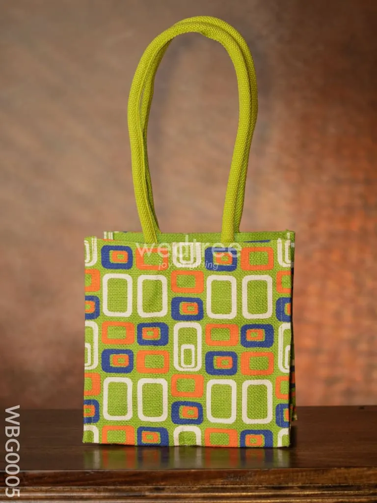 Jute bag - 3 colour box (small) with coloured handle and zipper - WBG0005