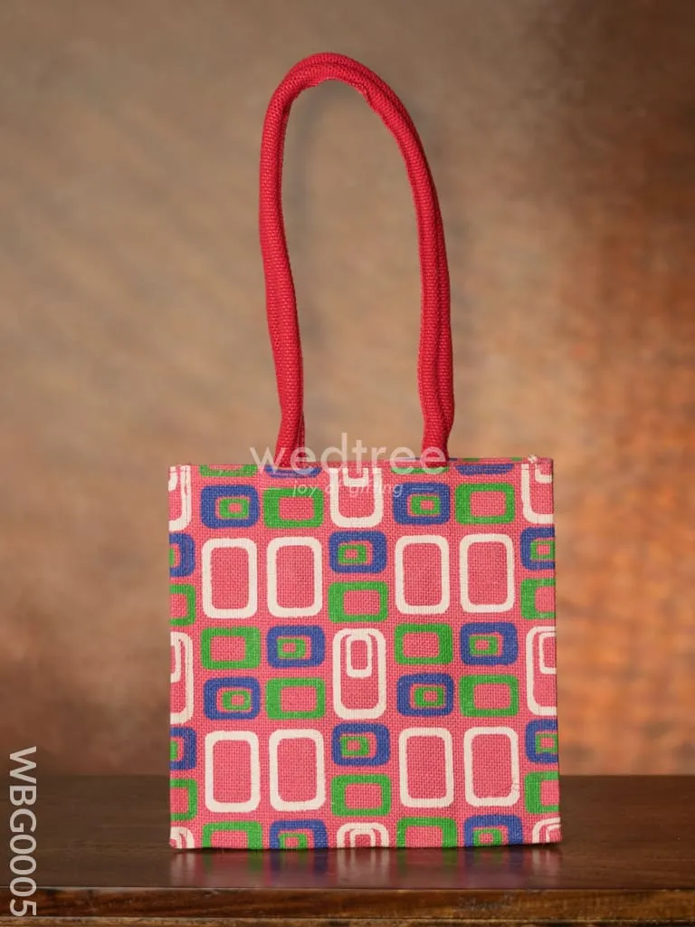 Jute bag - 3 colour box (small) with coloured handle and zipper - WBG0005