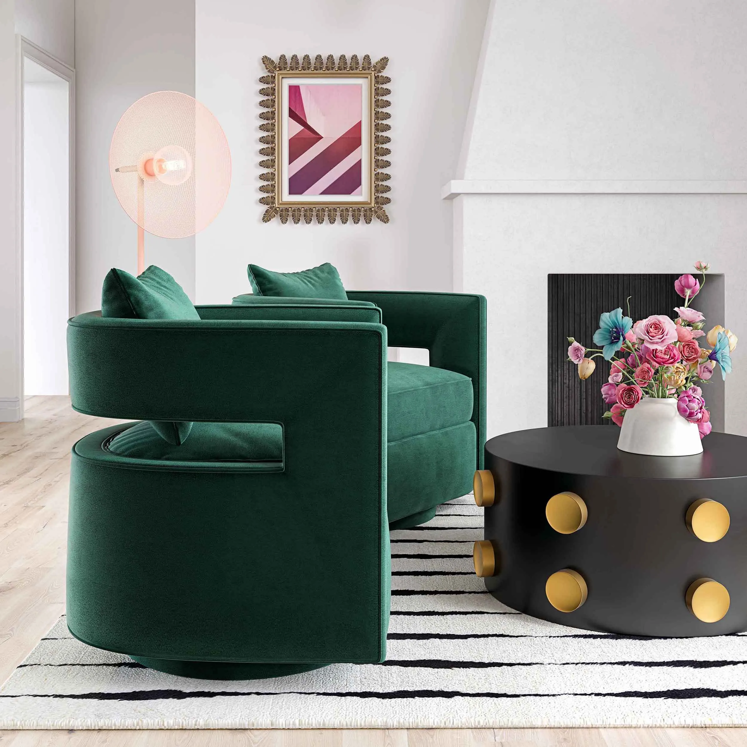 Kenneth Swivel Chair, Forest Green