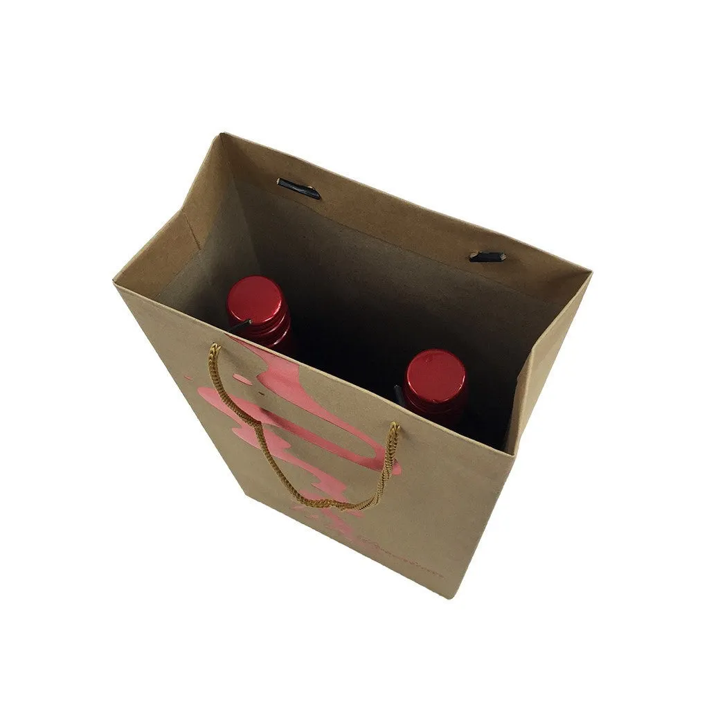 Kraft Paper 2 Bottles Bag-Brown((KP-07)