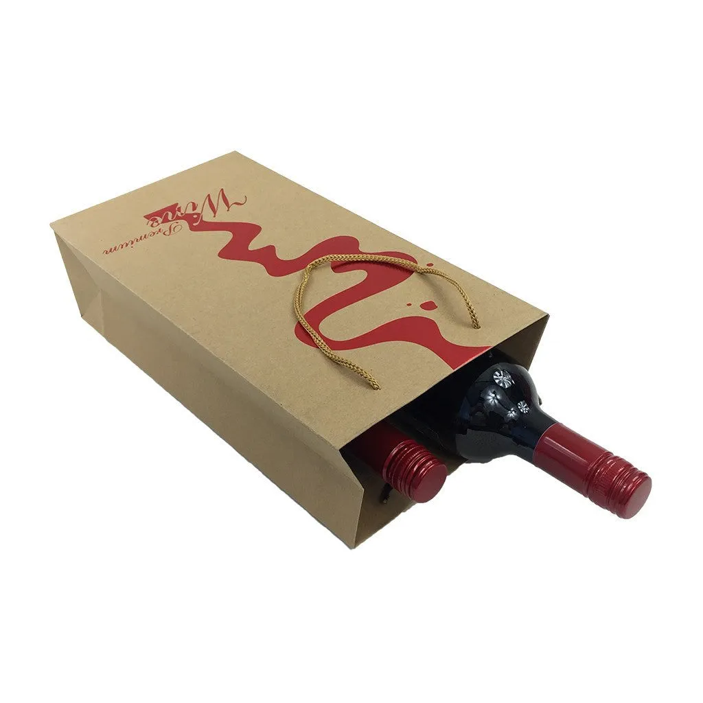 Kraft Paper 2 Bottles Bag-Brown((KP-07)